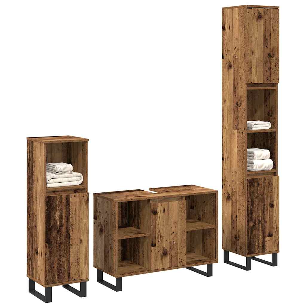 Bathroom Furniture Set with Door 3 pcs Brown 30 x 30 x 180 cm